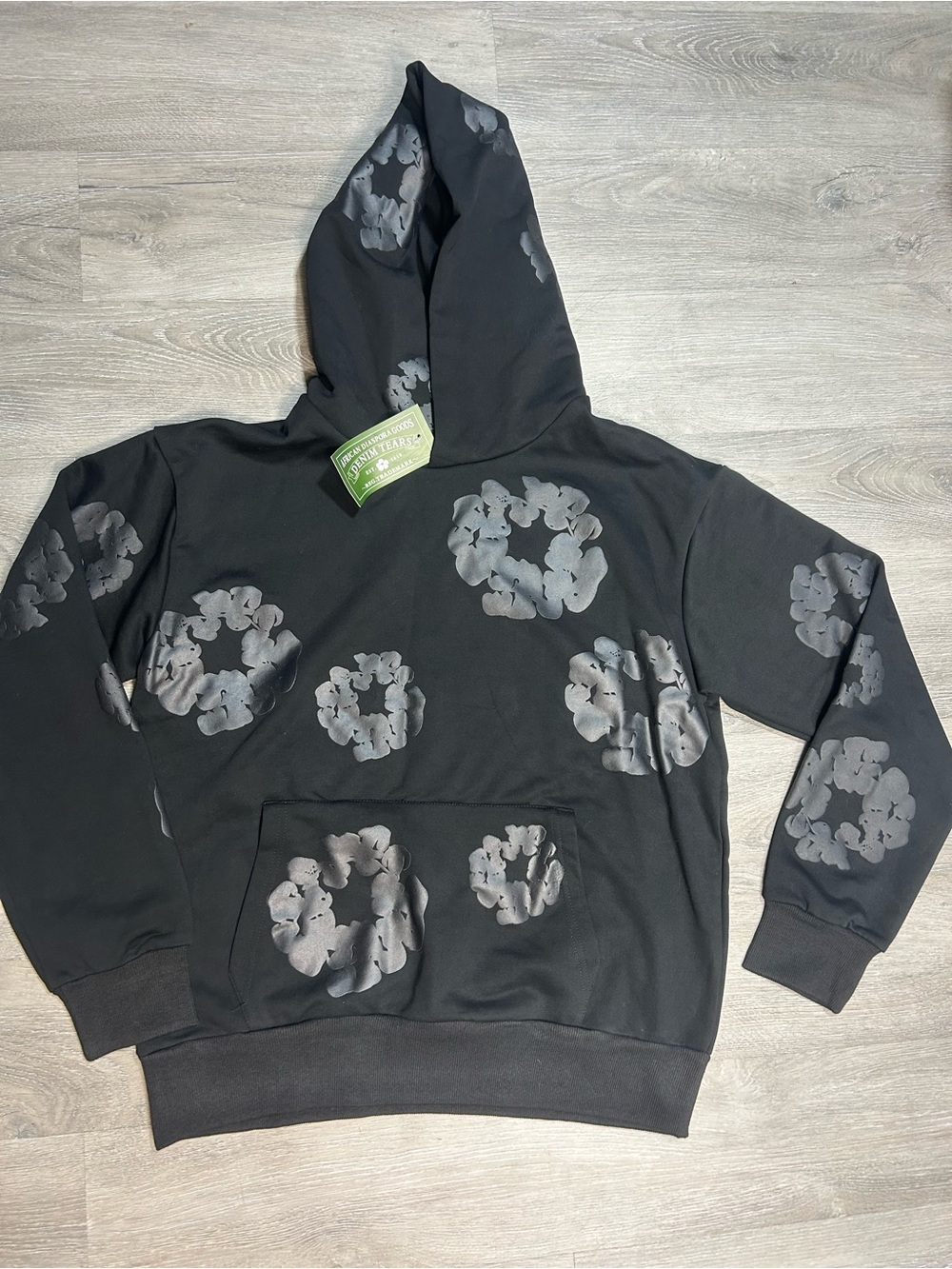 *BRAND NEW* Denim Tears Cotton Wreath Hoodie Sweatshirt Black Monochrome Size M